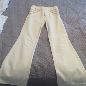 FREE PEOPLE CREAM FLARES
